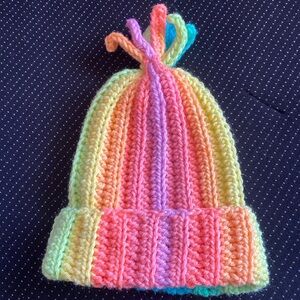 Crocheted rainbow hat